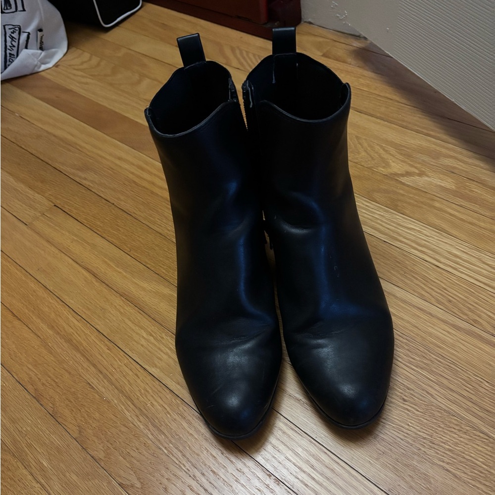 Leather upper ankle boots